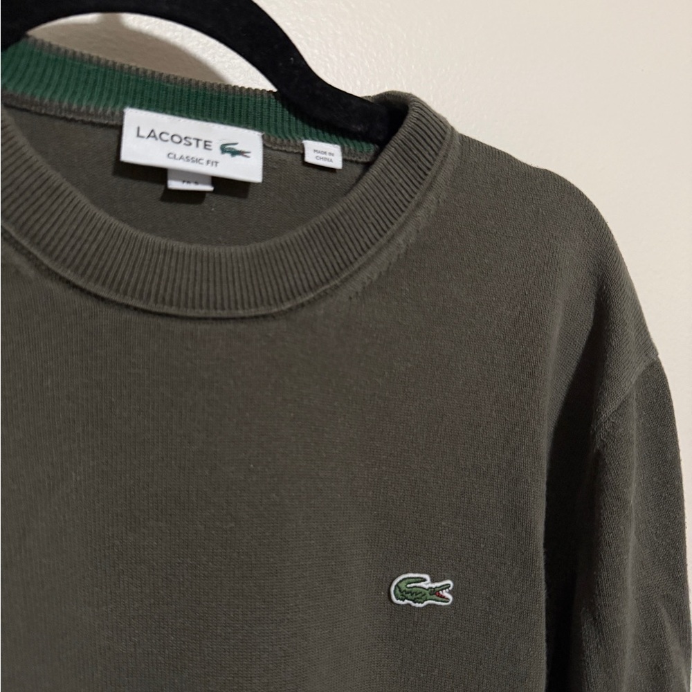 Lacoste men’s crew neck cotton sweater pullover - green size L (runs small!) - Picture 3 of 6